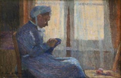 "La Couturiere" Duhem C.19th French Impressionist Woman Figure in Interior