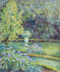 "Ma Jardin" Duhem French 19th Century Impressionist Green Garden Landscape
