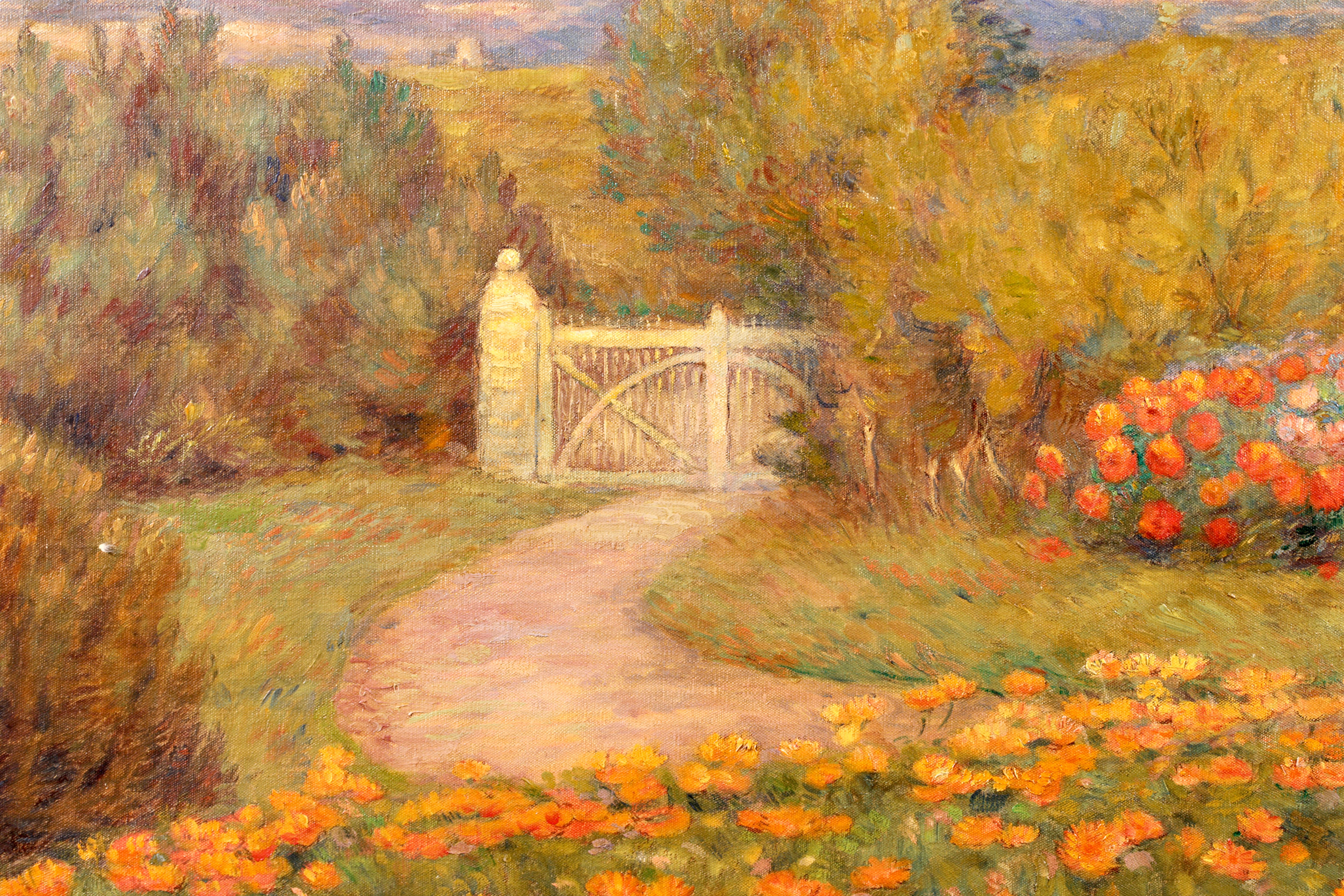 Parterre a l'automne - Impressionist Oil, Figure in Landscape by Marie Duhem 8