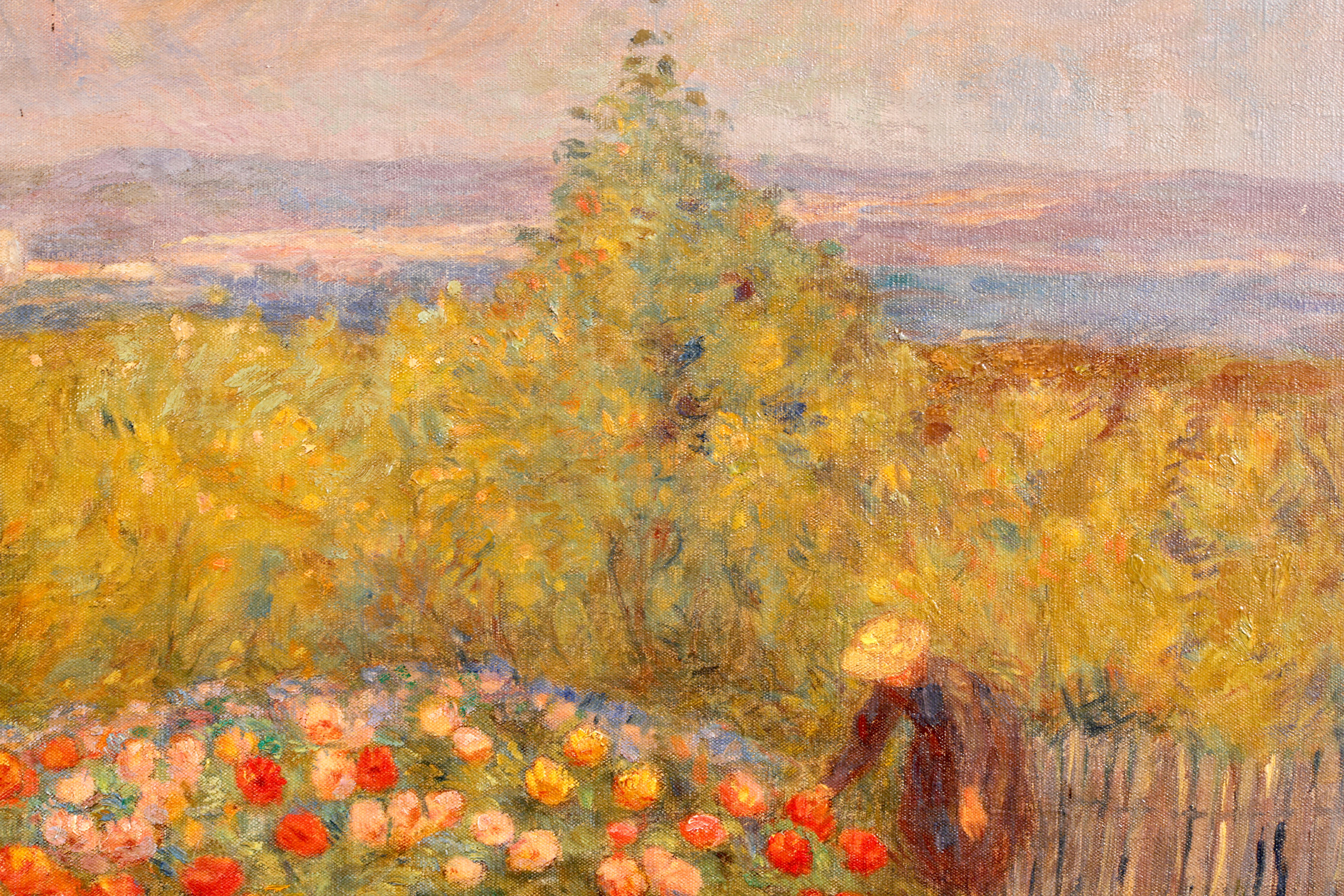 Parterre a l''automne - Huile impressionniste, Figure dans un paysage de Marie Duhem 5