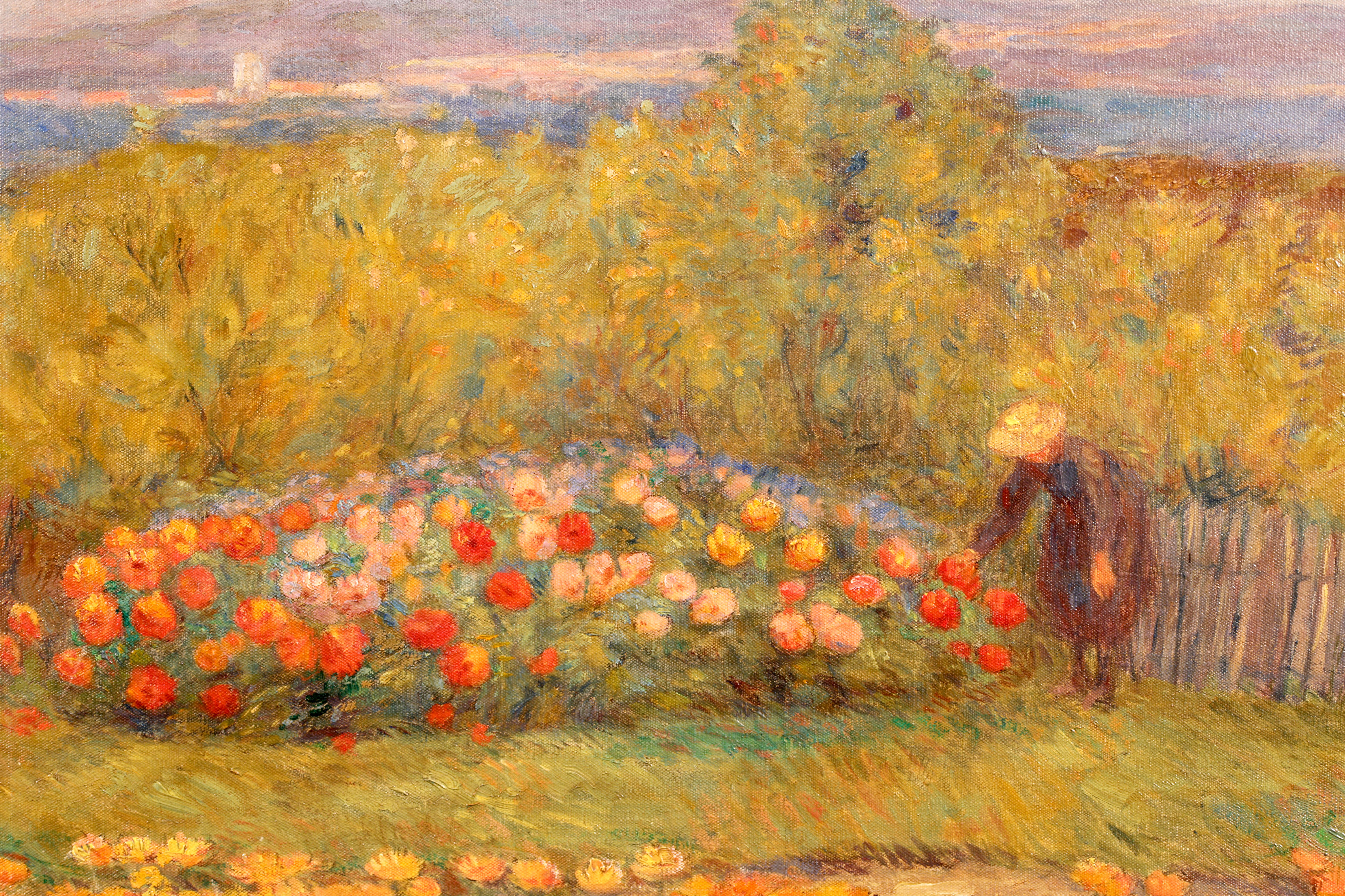 Parterre a l''automne - Huile impressionniste, Figure dans un paysage de Marie Duhem 6