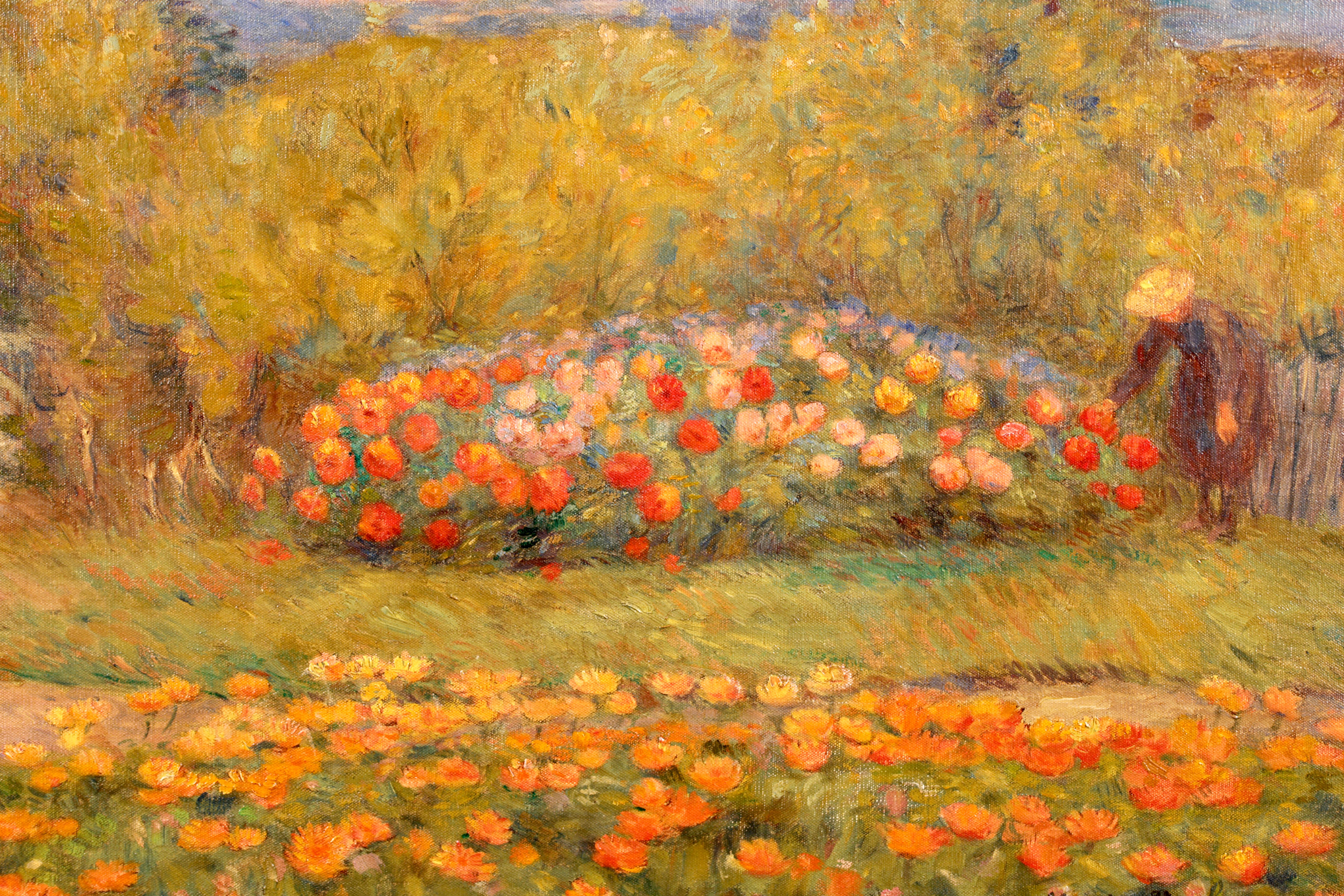 Parterre a l''automne - Huile impressionniste, Figure dans un paysage de Marie Duhem 7