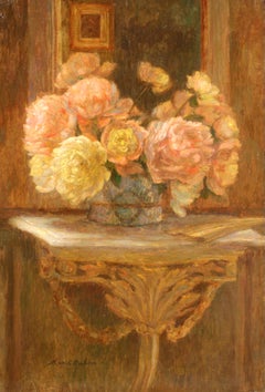 Pivoines - Impressionist Still Life Oil of Flowers by Marie Duhem