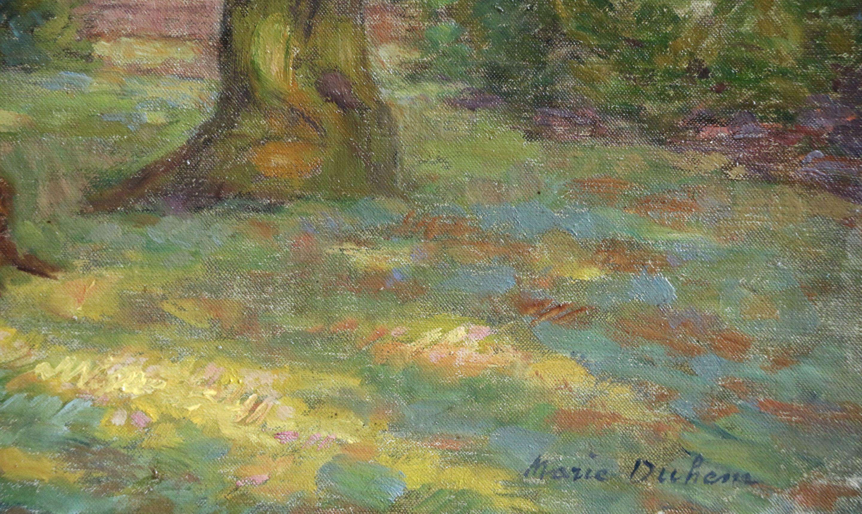 Resting - French Impressionist Oil, Figure & Dog in Garden Landscape Marie Duhem 4