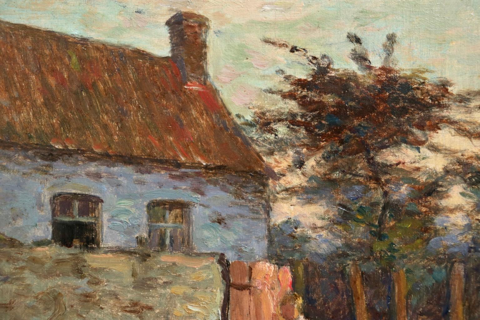 Returning Home - Impressionist Oil, Figure in Landscape by Marie Duhem 1