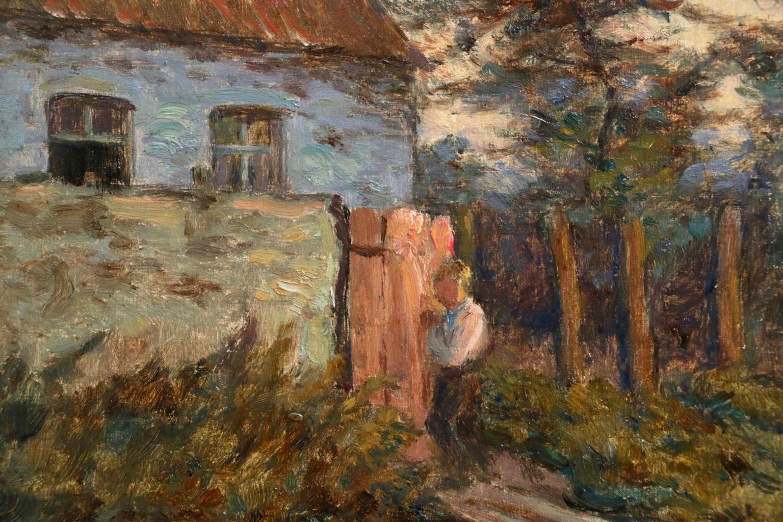 Returning Home - Impressionist Oil, Figure in Landscape by Marie Duhem 2