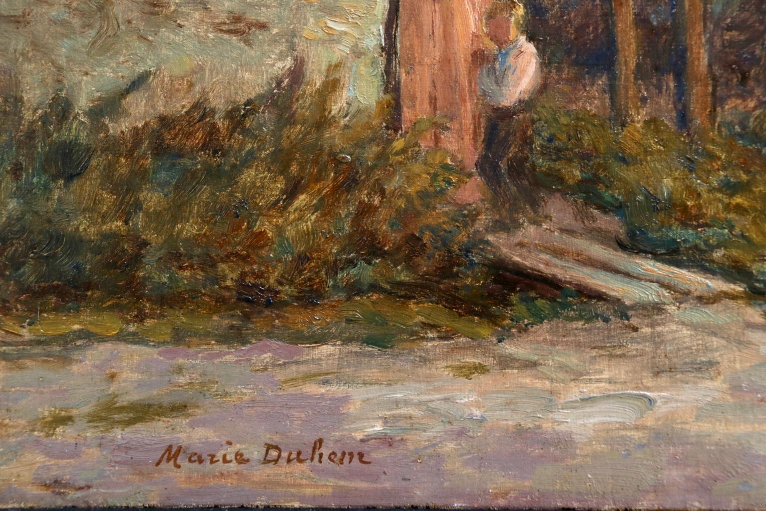 Returning Home - Impressionist Oil, Figure in Landscape by Marie Duhem 3
