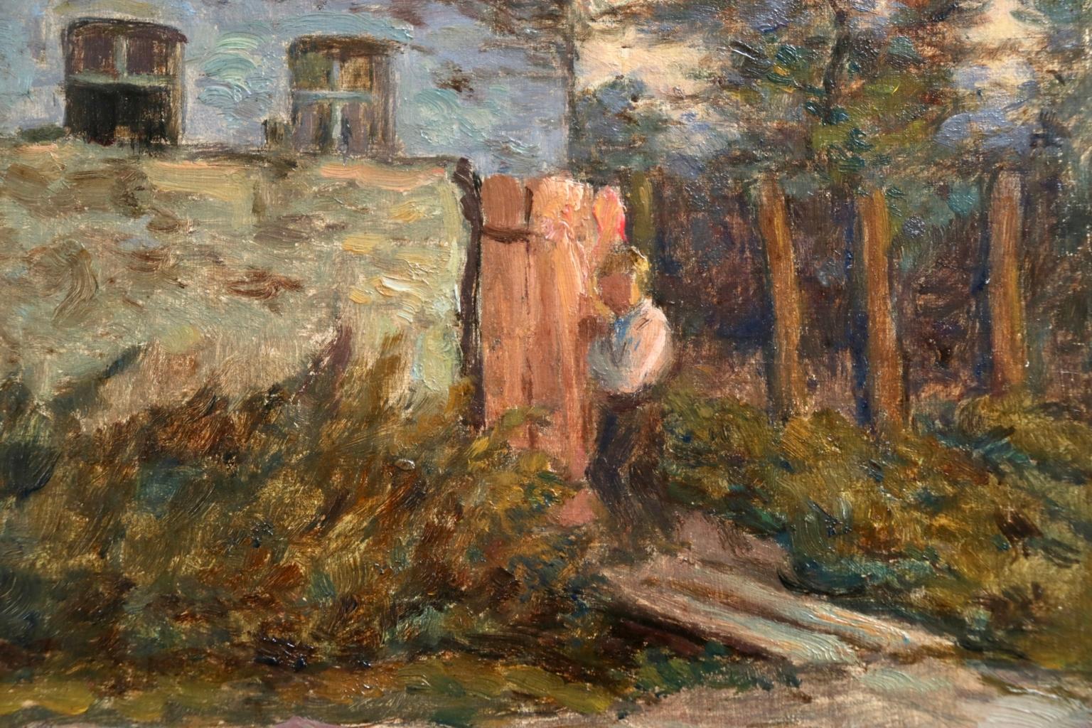Returning Home - Impressionist Oil, Figure in Landscape by Marie Duhem 4