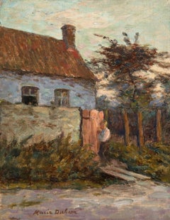 Returning Home - Impressionist Oil, Figure in Landscape by Marie Duhem