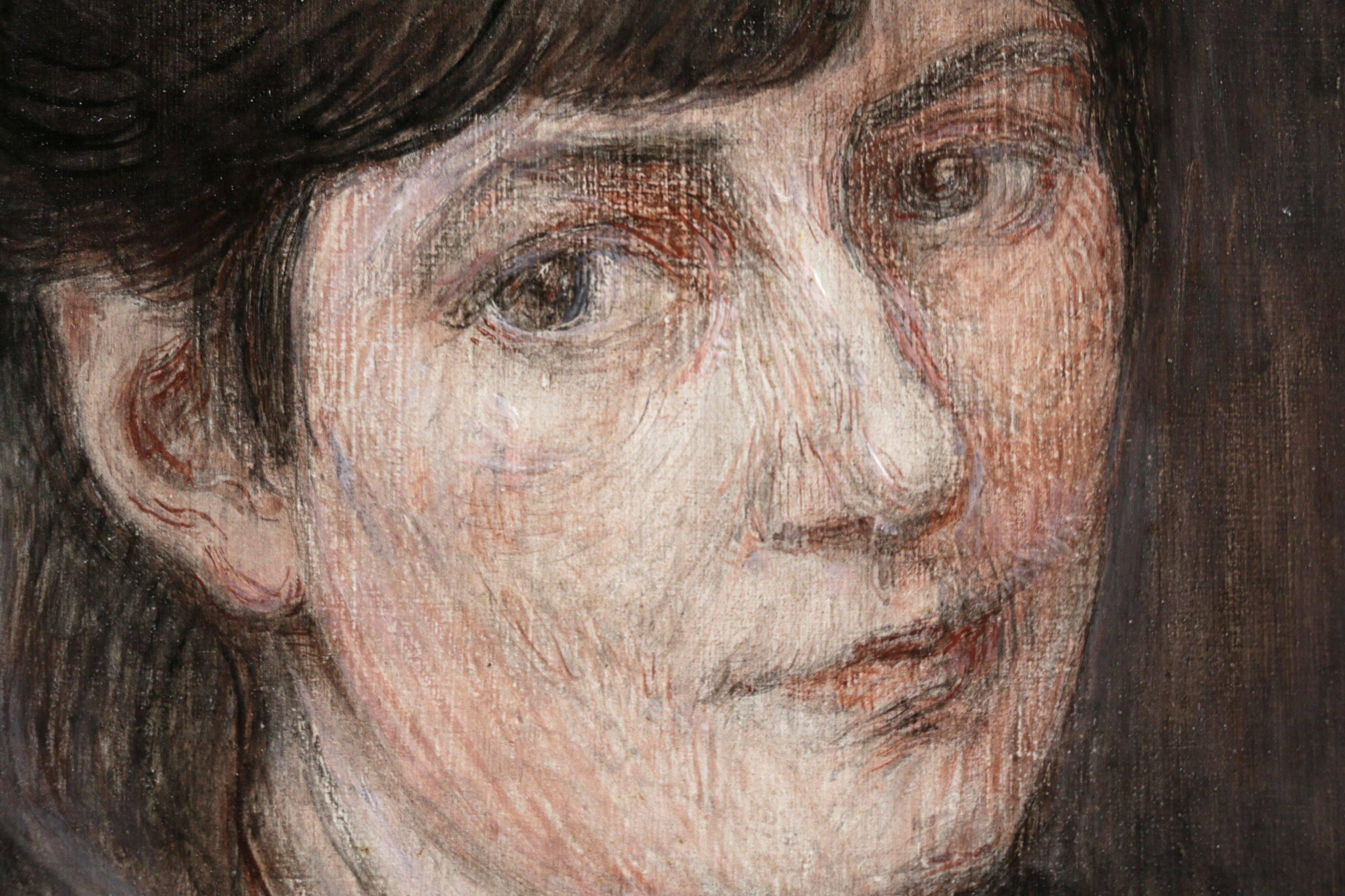 Self Portrait - Black Portrait Painting by Marie Duhem