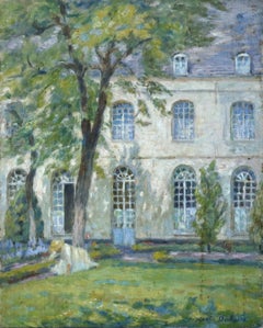 « Tending the Garden » Duhem C.19th French Impressionist Figure in Garden