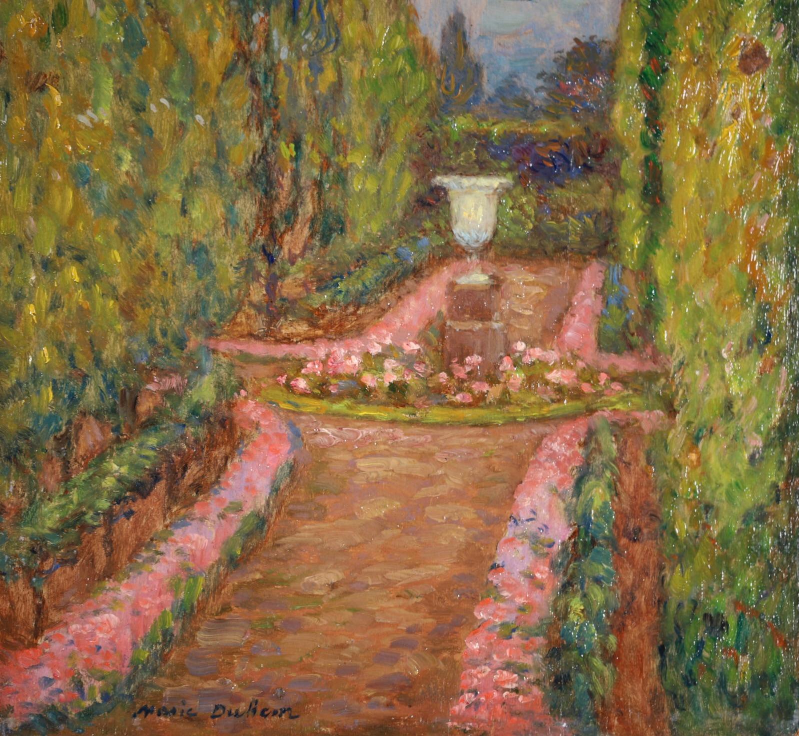 Le jardin de l'artiste - Paysage impressionniste - Peinture à l'huile signée par Marie Duhem en vente 2