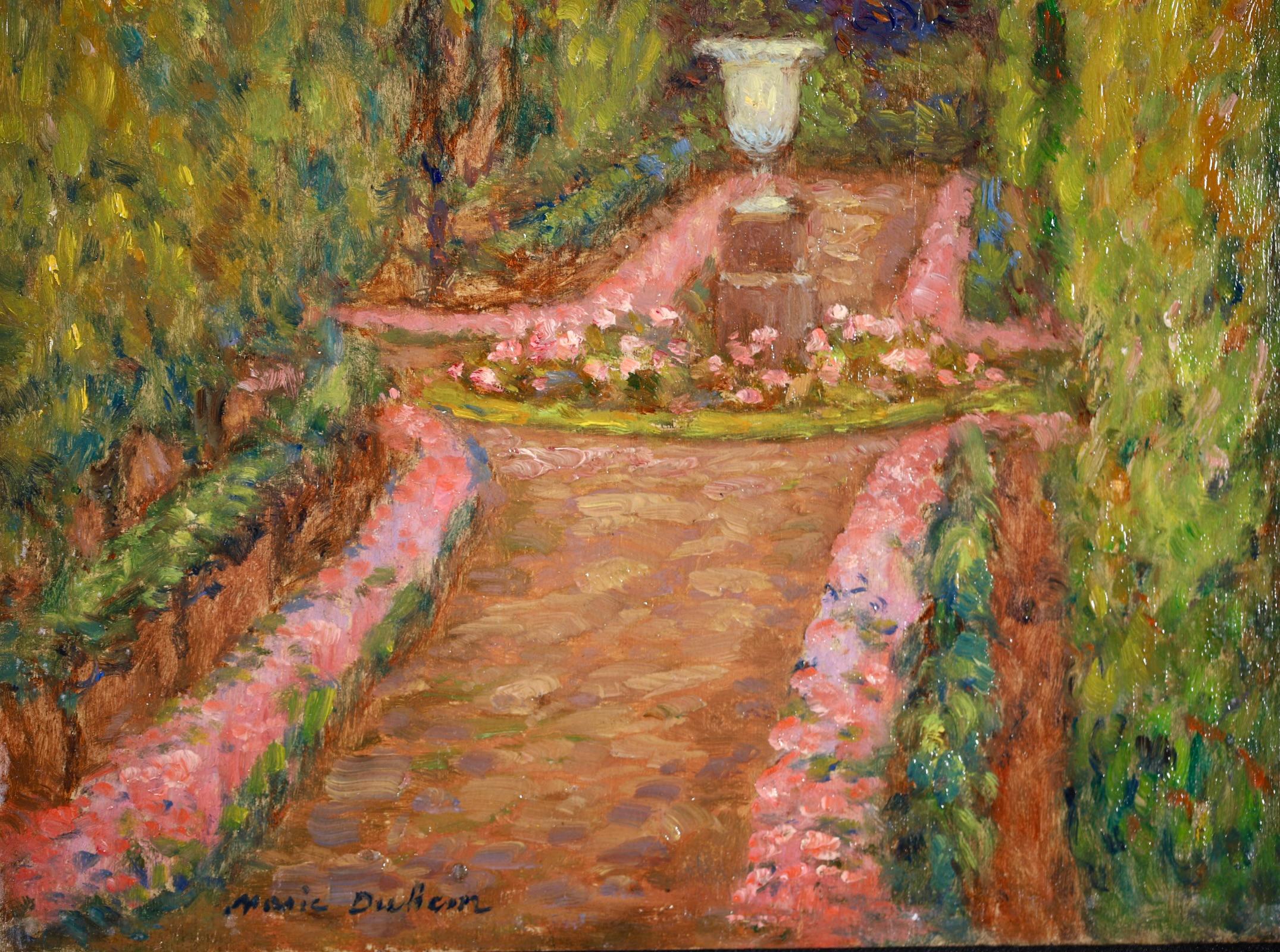 The Artist's Garden - Impressionist Landscape Oil Signed Painting by Marie Duhem For Sale 2