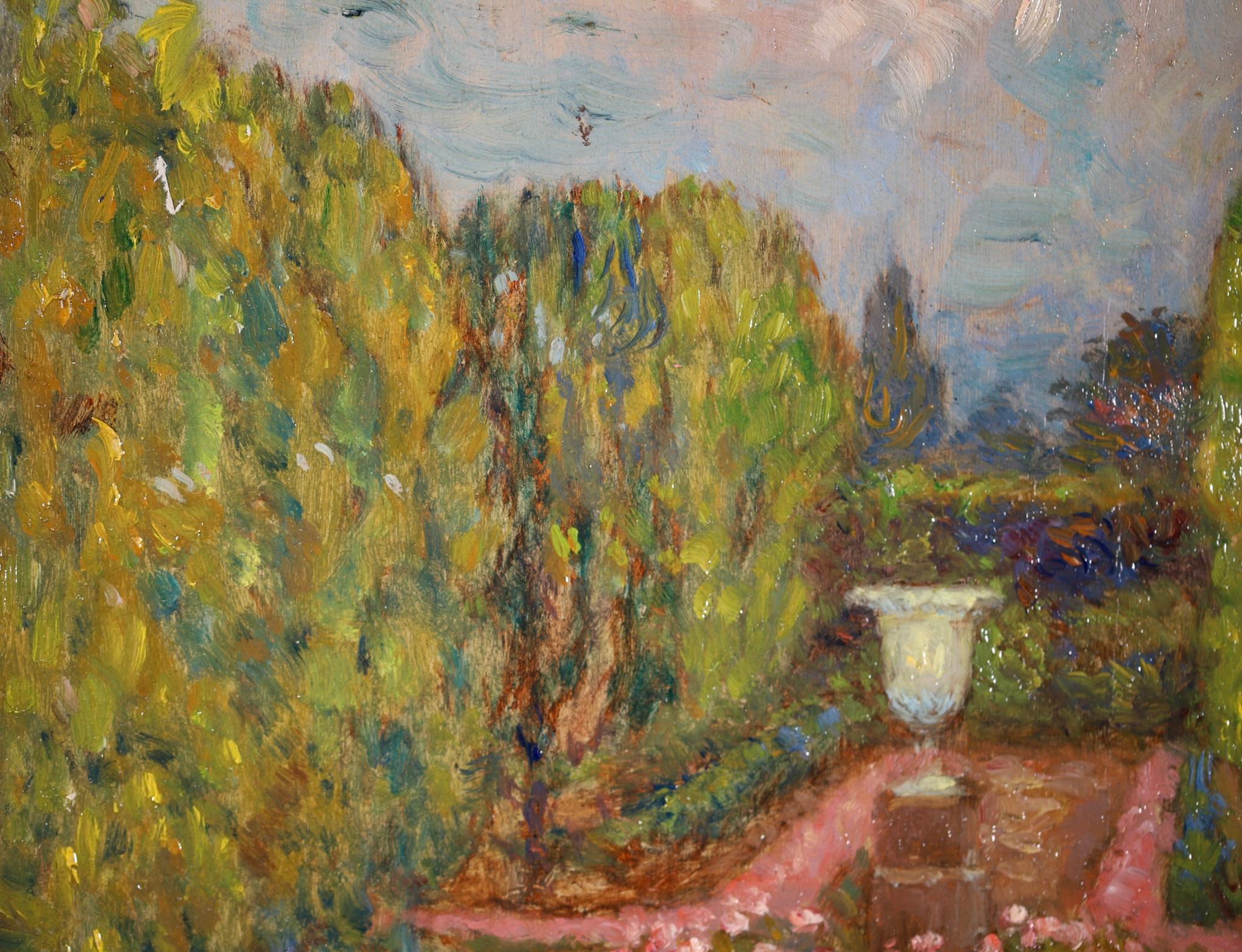 The Artist's Garden - Impressionist Landscape Oil Signed Painting by Marie Duhem For Sale 3