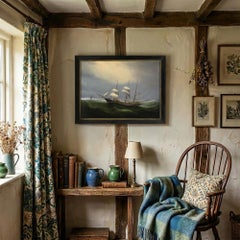 19th-Century French Marine Oil Painting, Barque ‘Limbe’ In Choppy Waters