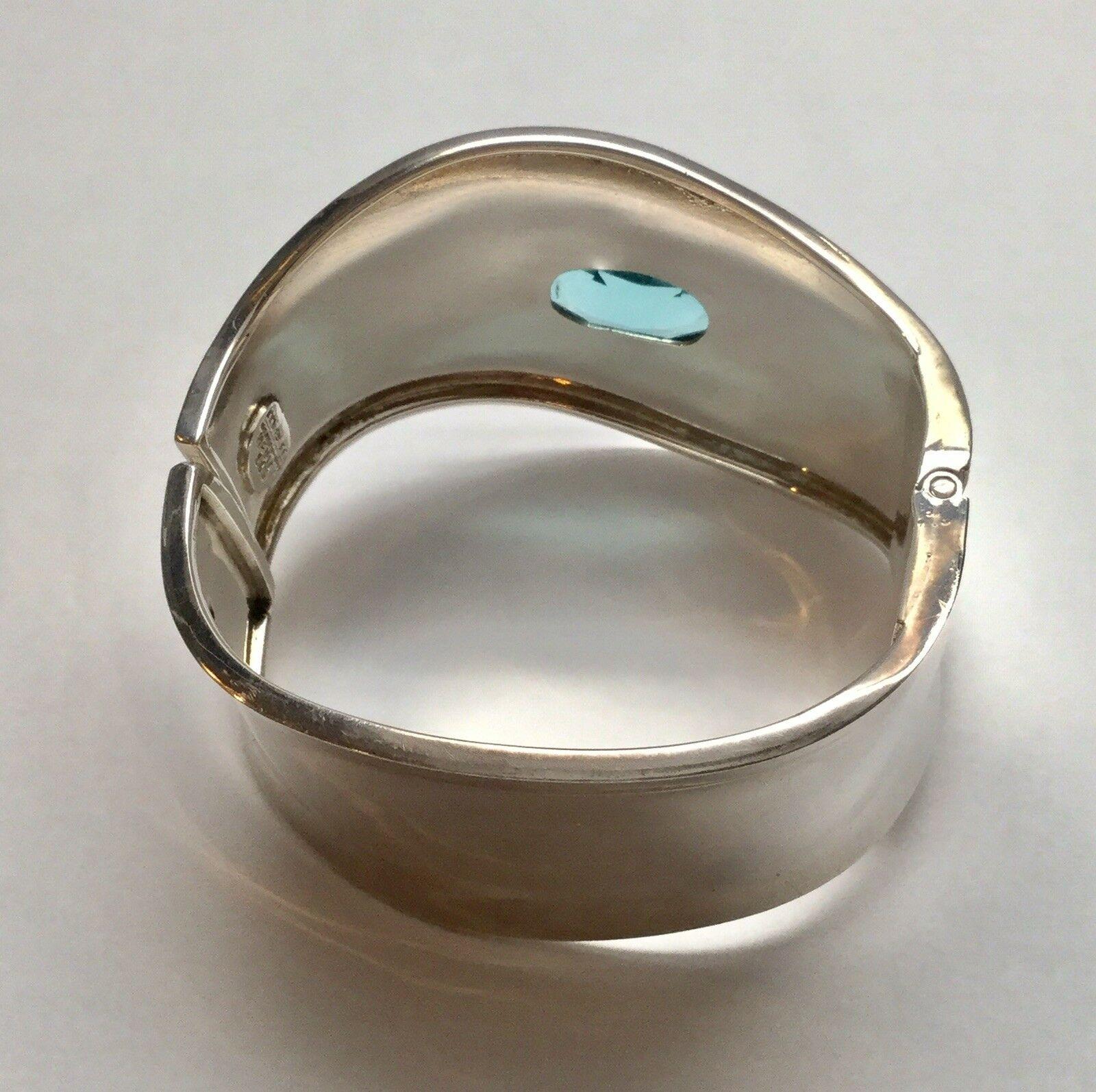 Women's Marie Elena Munoz MEM Taxco Sterling Silver Blue Topaz Clamper Bracelet