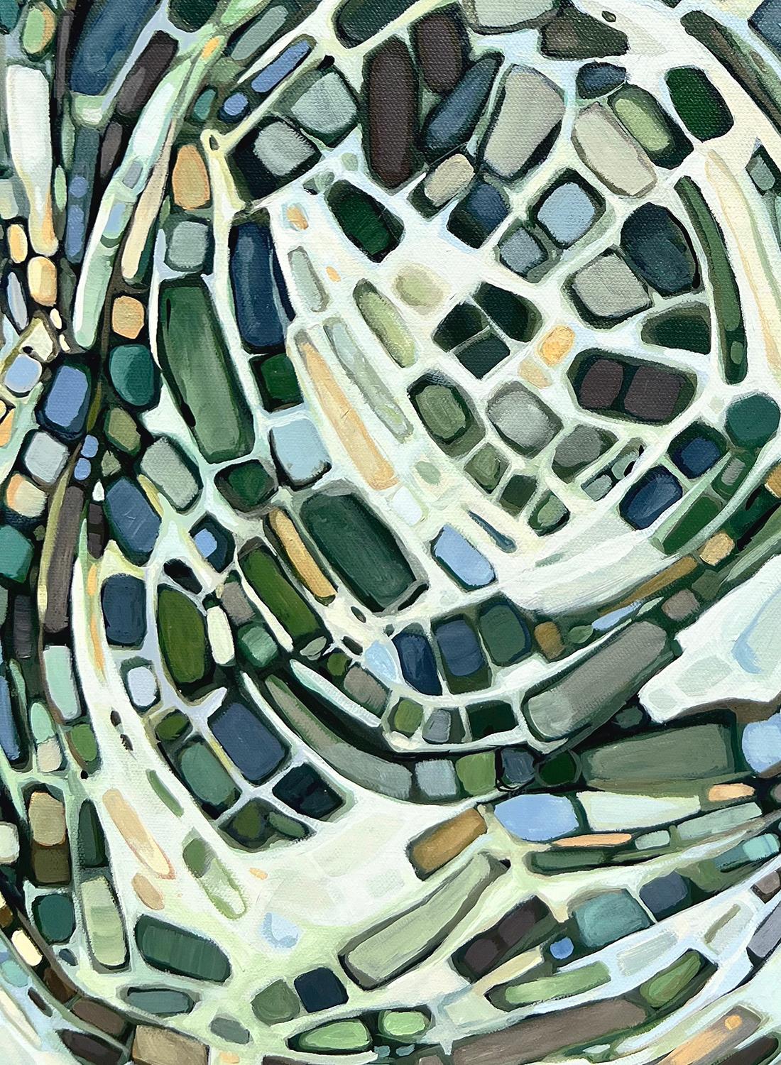 Into the Deep, Pittura astratta - Abstract Painting Grigio di Marie-Eve Champagne