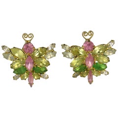 Antique  Marie Ferra Pastel Butterfly Earrings Never Worn 1990s 