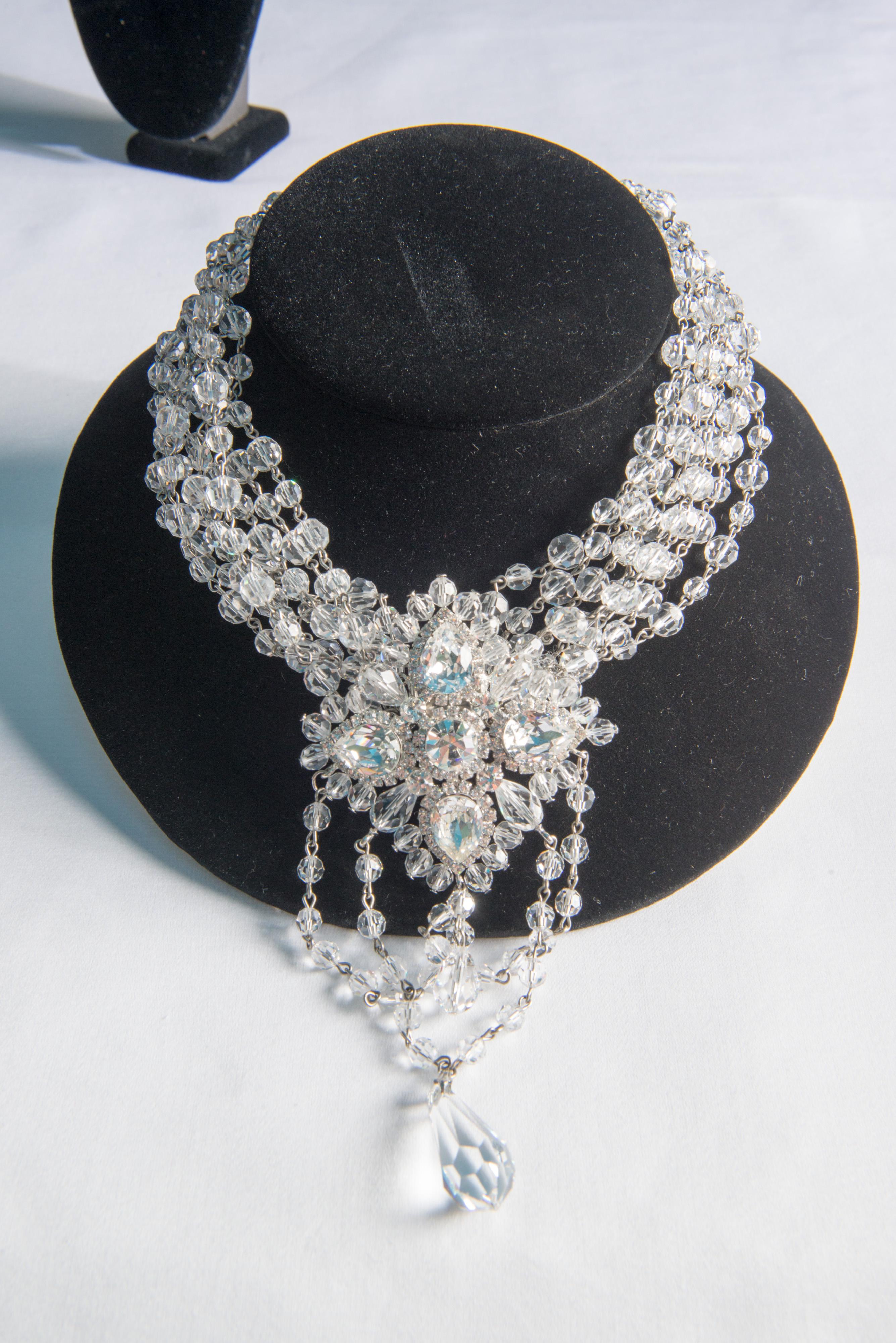 Marie Ferre Crystal Necklace Earrings Set For Sale 7