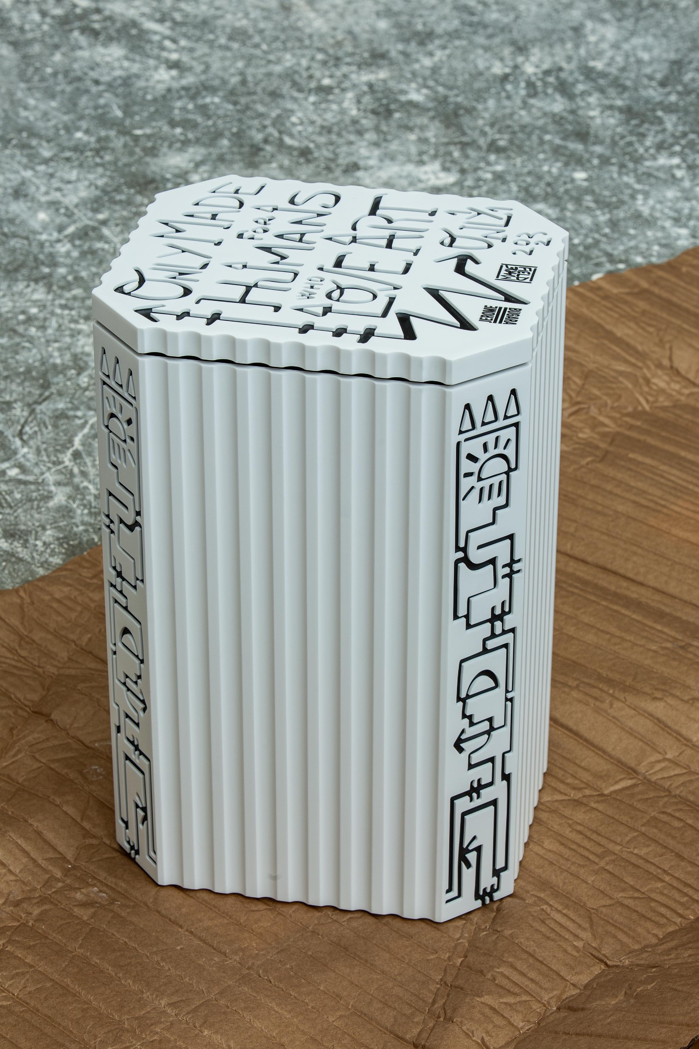 Contemporary Marie Field White Resin Totem by Jérôme Bugara For Sale