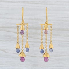 Marie Helene de Taillac Gemstone Briolette Bell Earrings 18k 22k Gold Amethyst