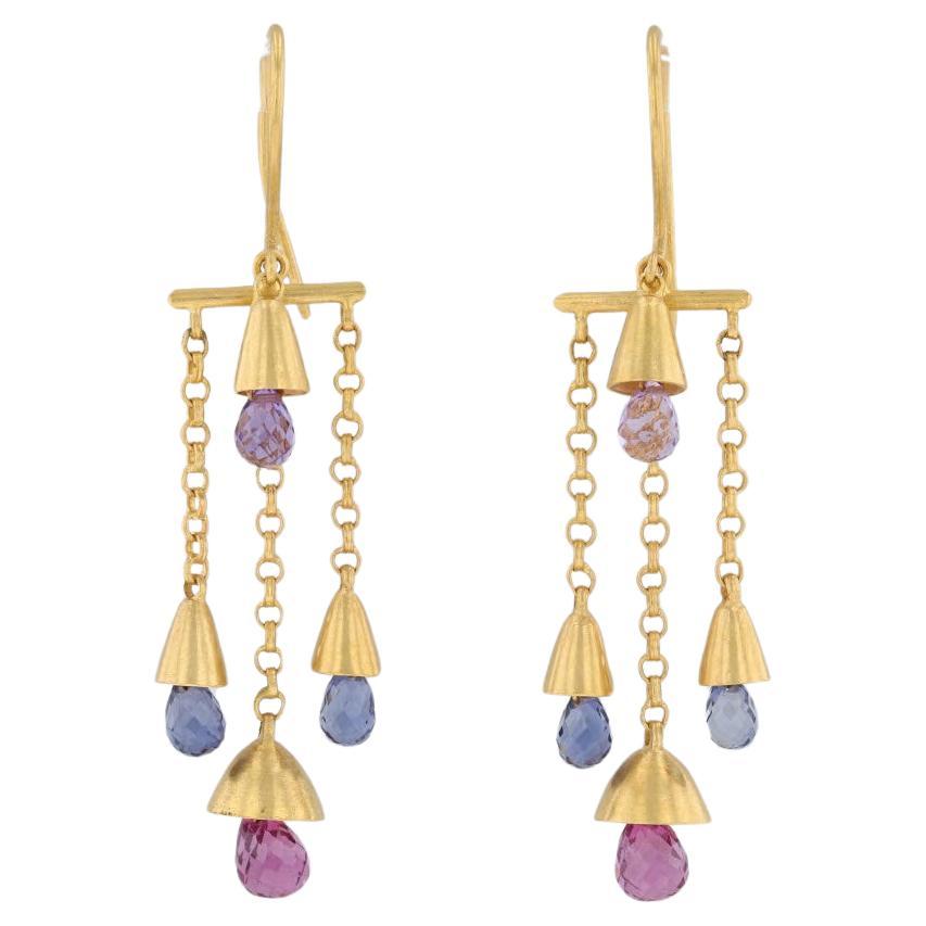 Marie Helene de Taillac Edelstein Briolette Bell Ohrringe 18k 22k Gold Amethyst