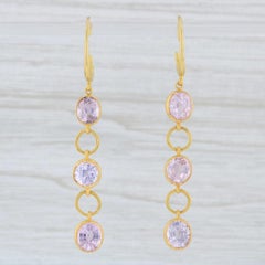Marie Helene de Taillac Pink Spinel Earrings 22k Yellow Gold Pierced Dangle