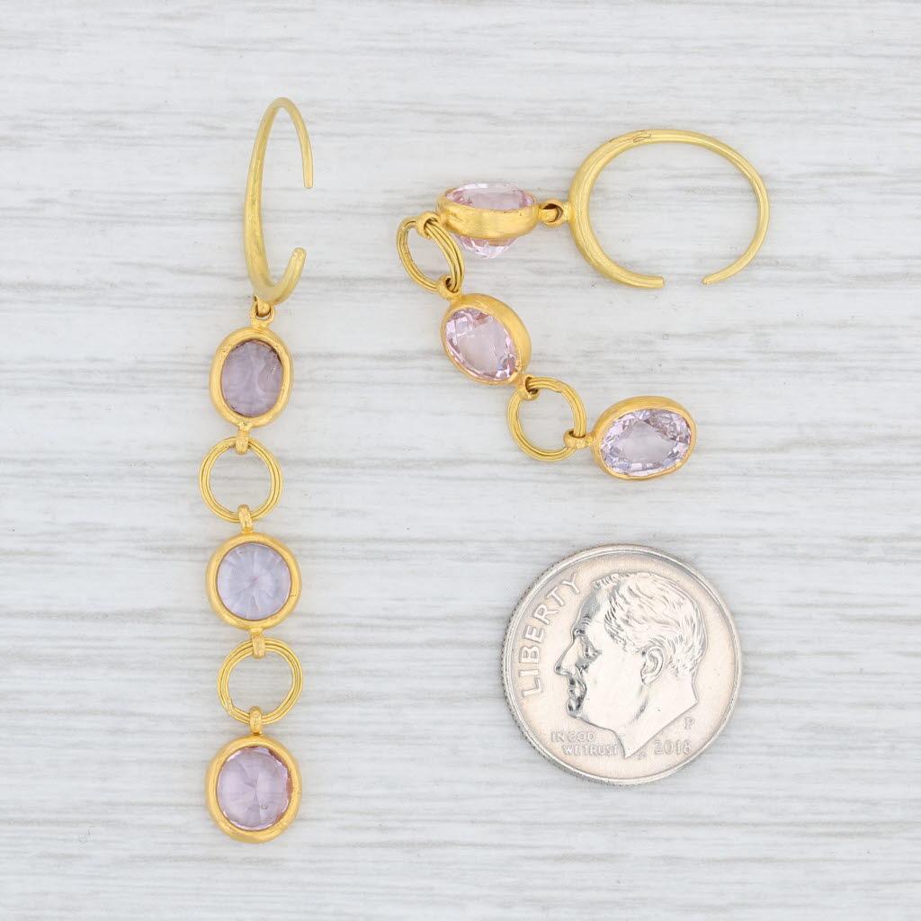 Women's Marie Helene de Taillac Pink Spinel Earrings 22k Yellow Gold Pierced Dangle For Sale