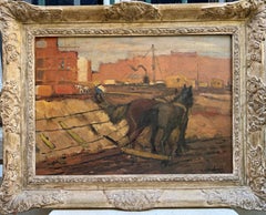 Draft Horses at an Amsterdam Construction Site painting postimpressionist