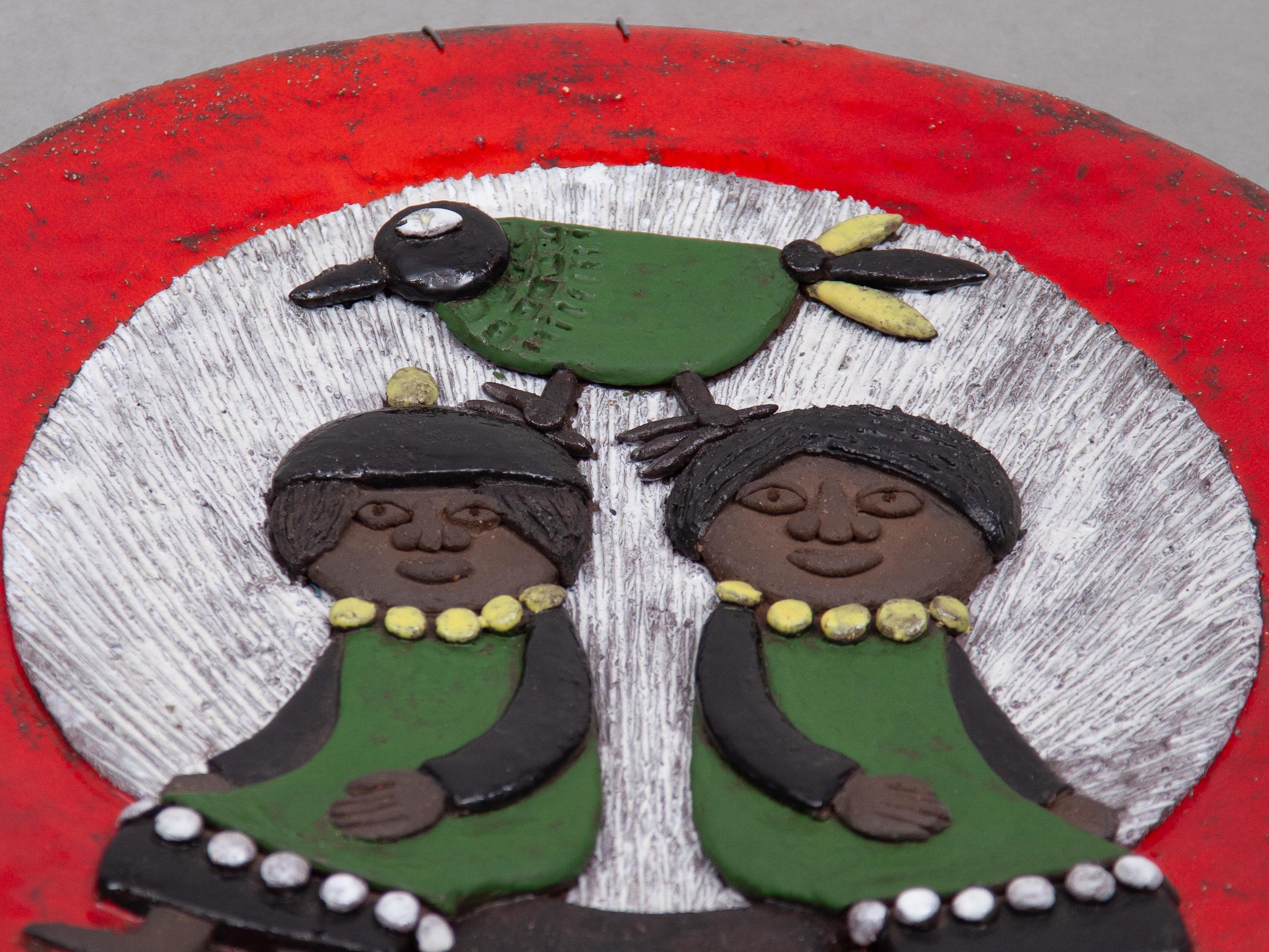 Marie Henriette Bataille Large Glazed Ceramic Plate, Atelier Dour, 1960 In Good Condition For Sale In Antwerp, BE