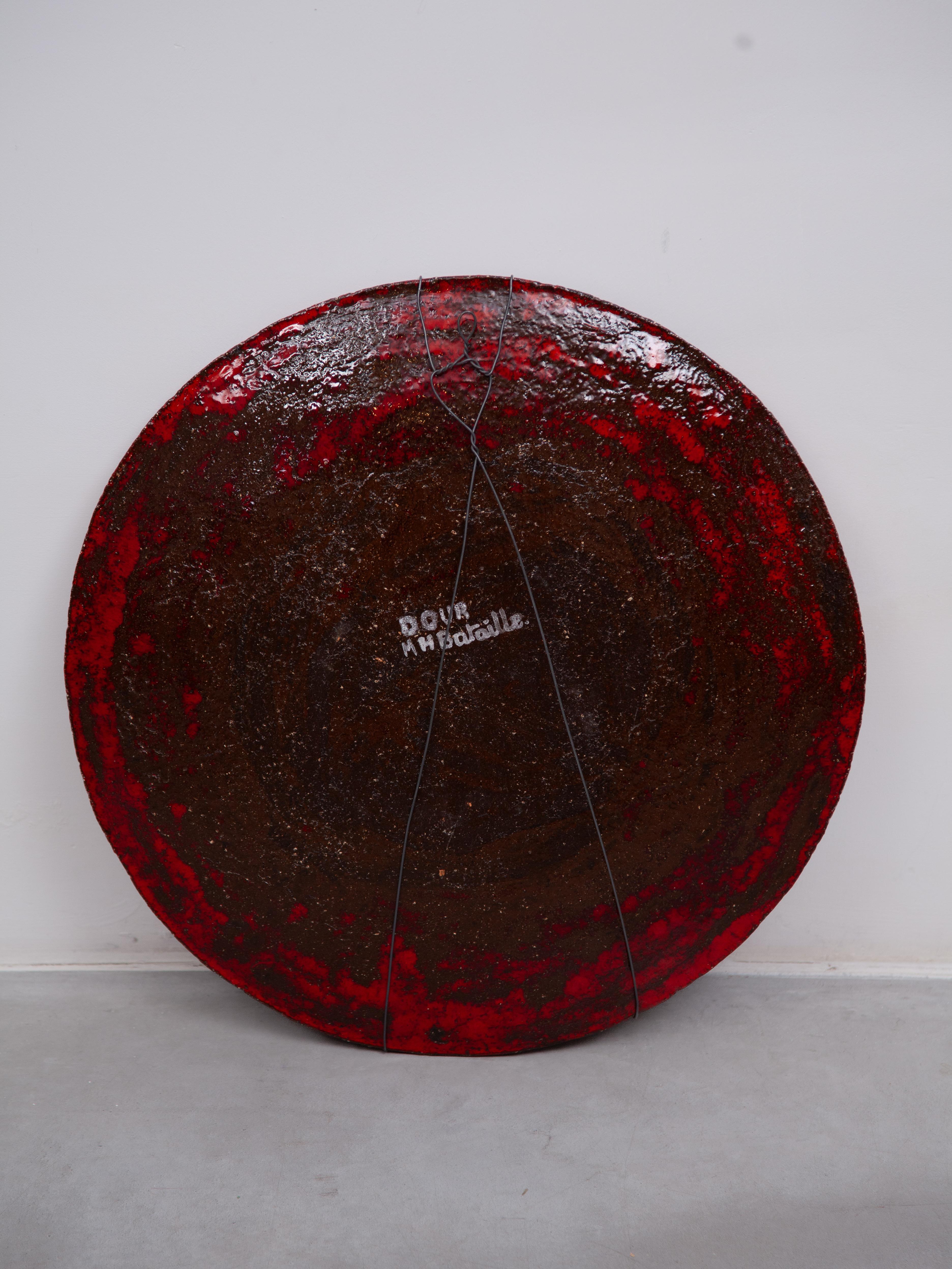 Marie Henriette Bataille Large Glazed Ceramic Plate, Atelier Dour, 1960 For Sale 1