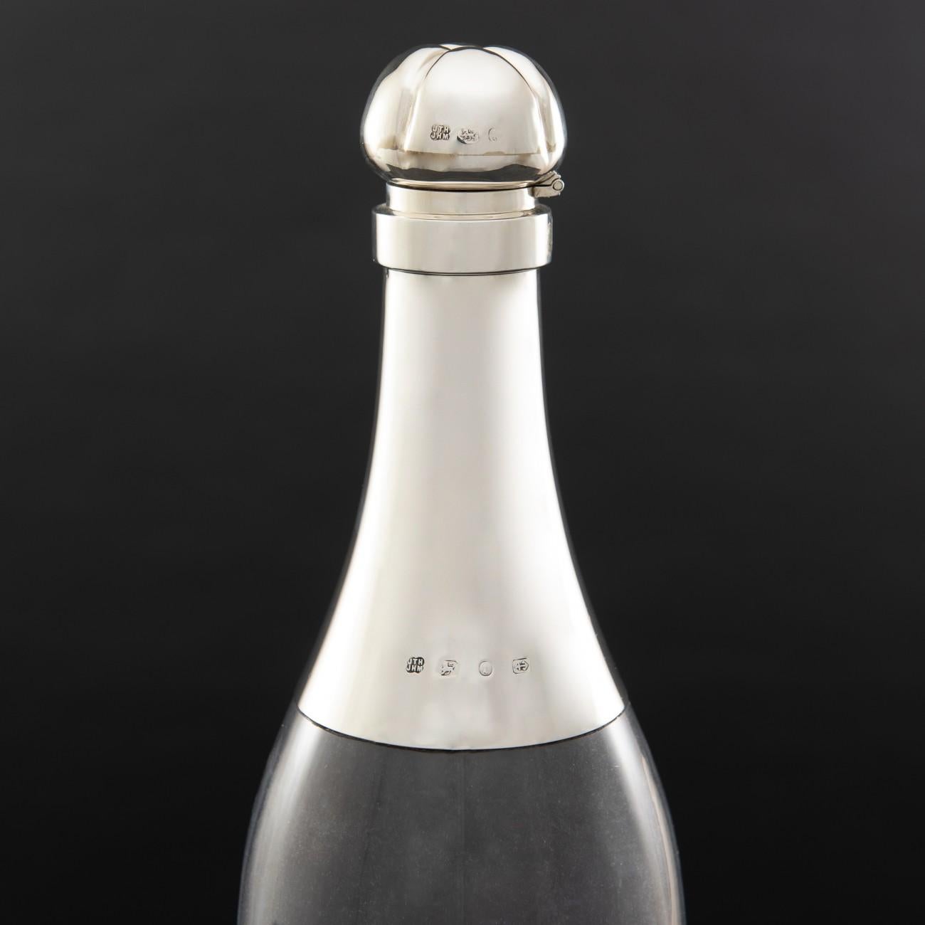 English Marie-Jeune Size 'Three Bottles' Champagne Bottle Decanter, Hallmarked 1892
