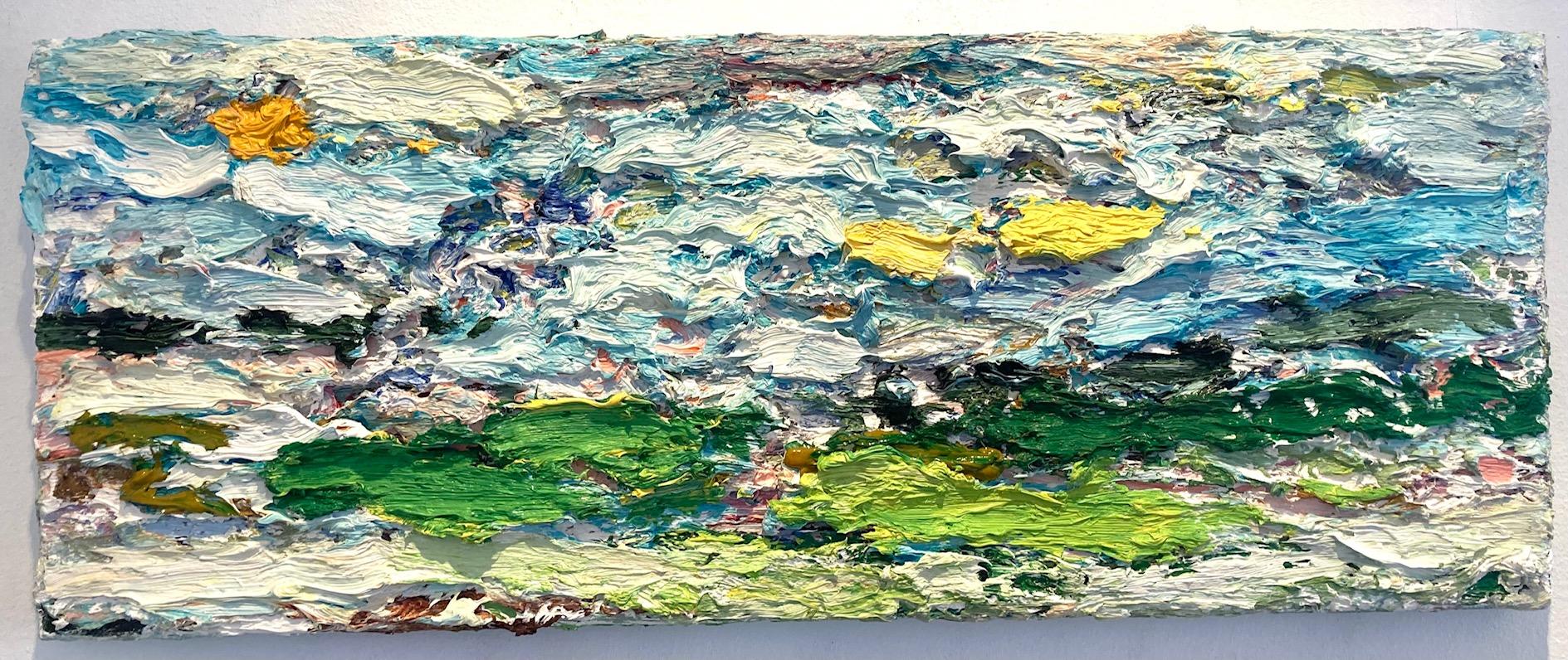 Huile sur toile « Longitudinaal », Horizon de paysage abstrait, en stock
