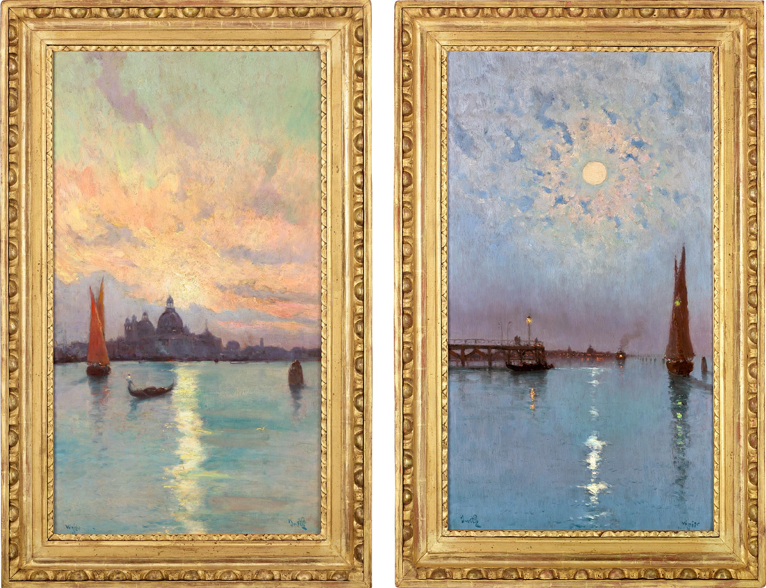 Pair of Venetian cityscapes by Marie Joseph Léon Clavel For Sale 1
