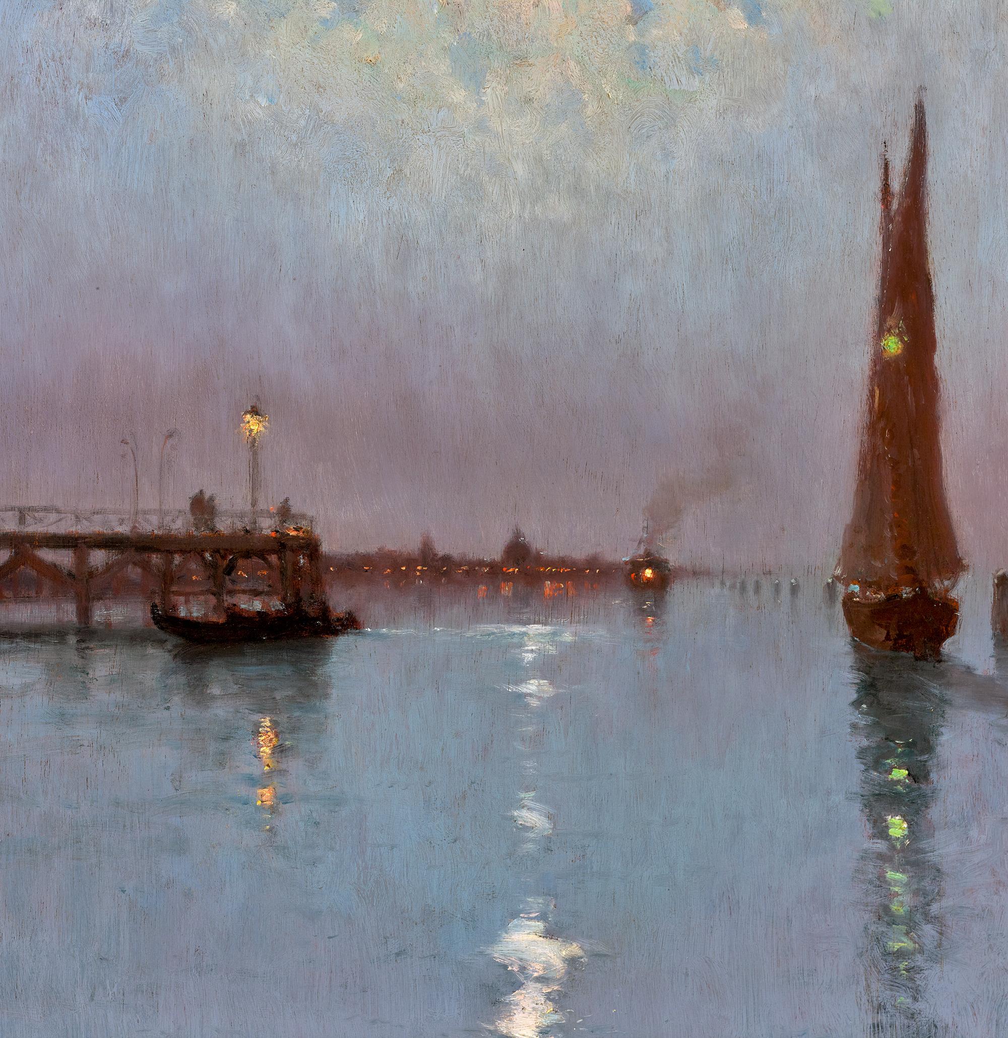 Pair of Venetian cityscapes by Marie Joseph Léon Clavel For Sale 5