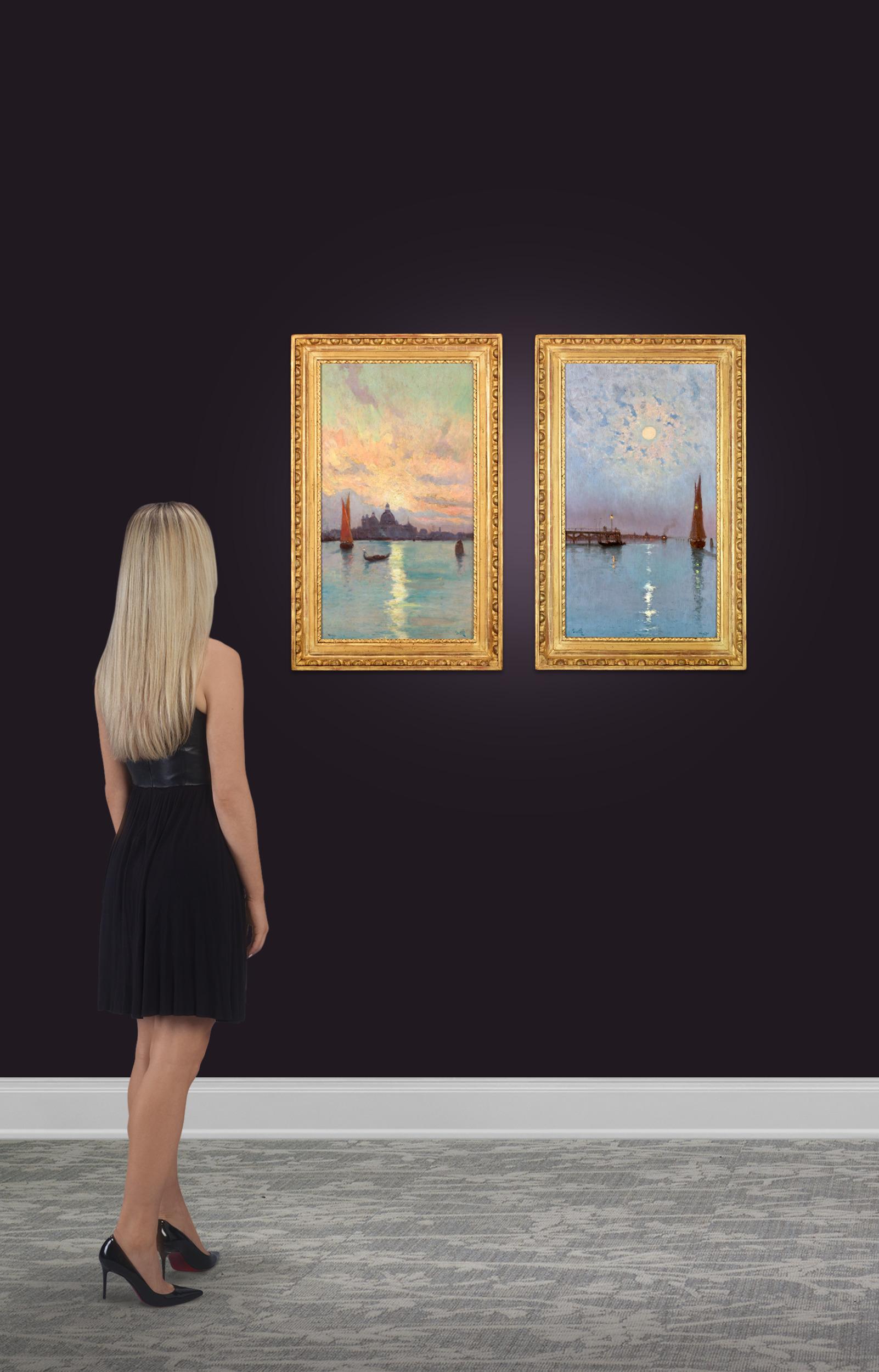 Pair of Venetian cityscapes by Marie Joseph Léon Clavel For Sale 7