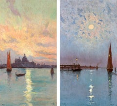 Pair of Venetian cityscapes by Marie Joseph Léon Clavel