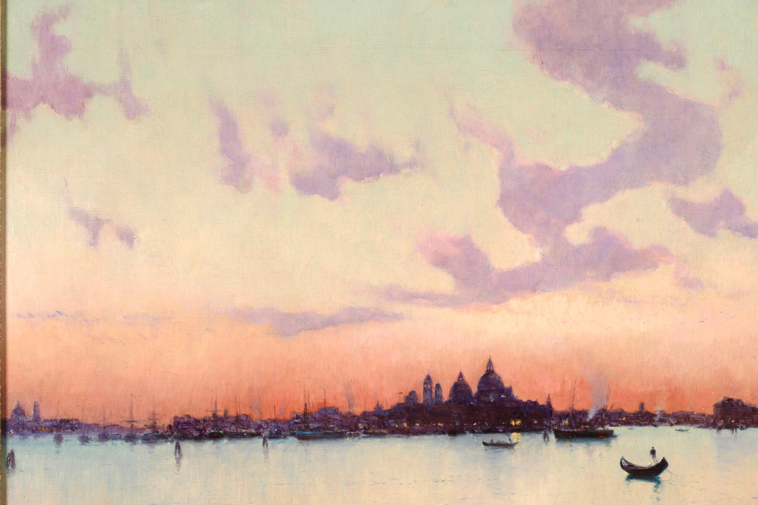 Sunset - Venise 1902  Paysage post-impressionniste de Joseph Clavel - Impressionnisme Painting par Marie Joseph Léon Clavel