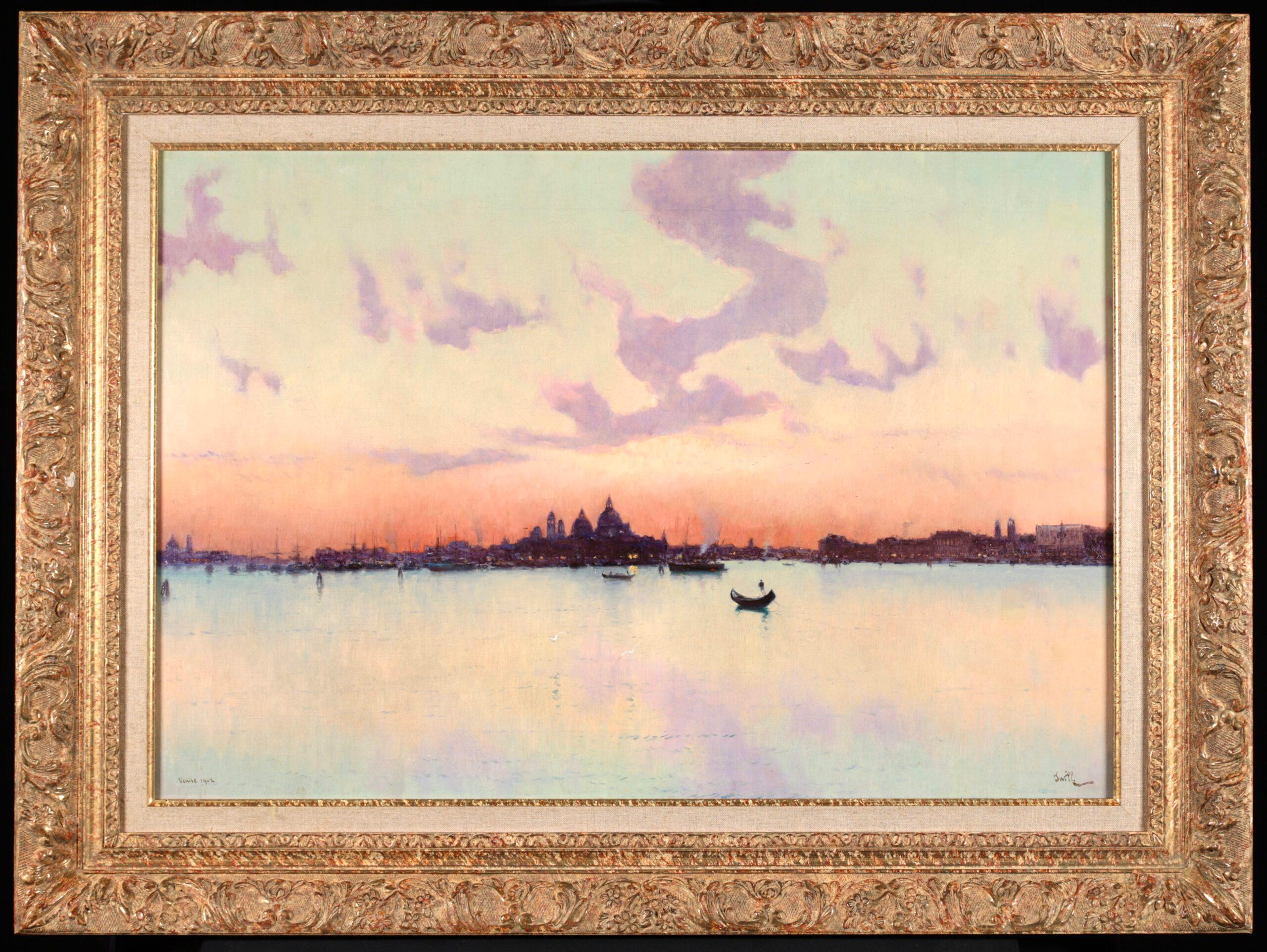Landscape Painting Marie Joseph Léon Clavel - Sunset - Venise 1902  Paysage post-impressionniste de Joseph Clavel
