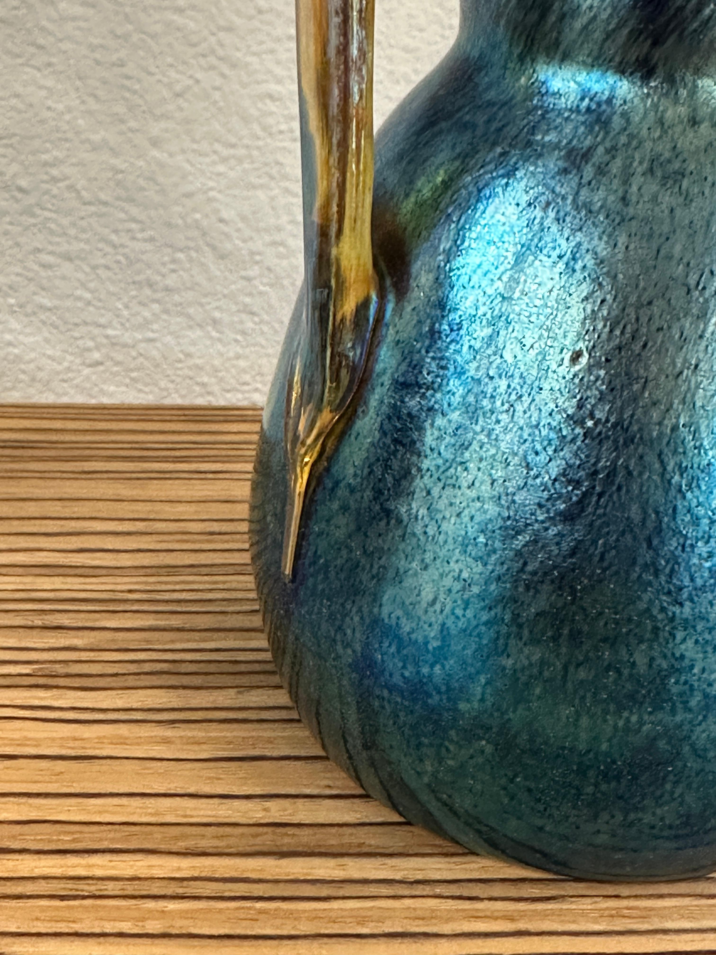 Hand-Crafted Marie Kirschner for Loetz 3 handled Art Glass Vase