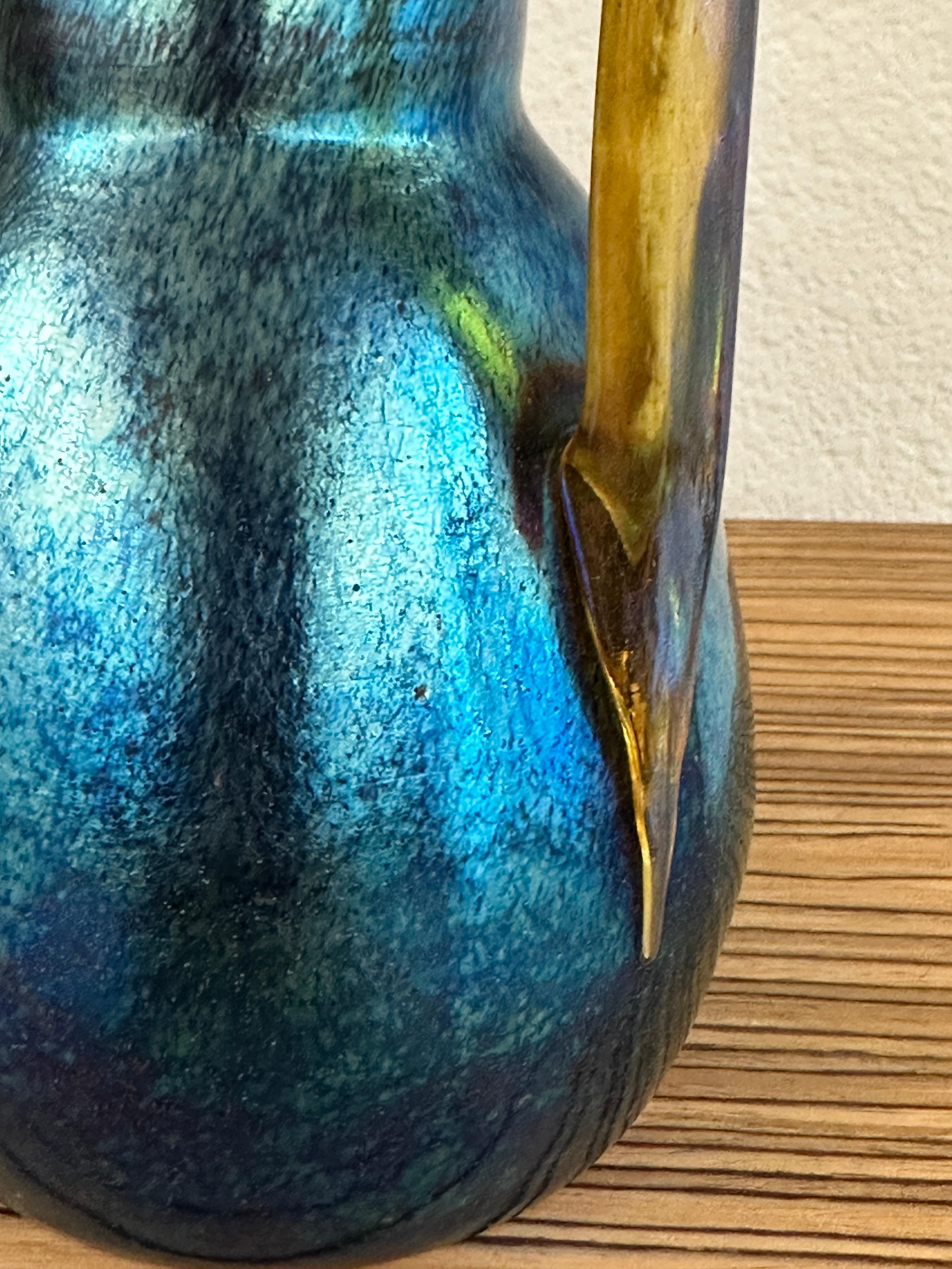 20th Century Marie Kirschner for Loetz 3 handled Art Glass Vase