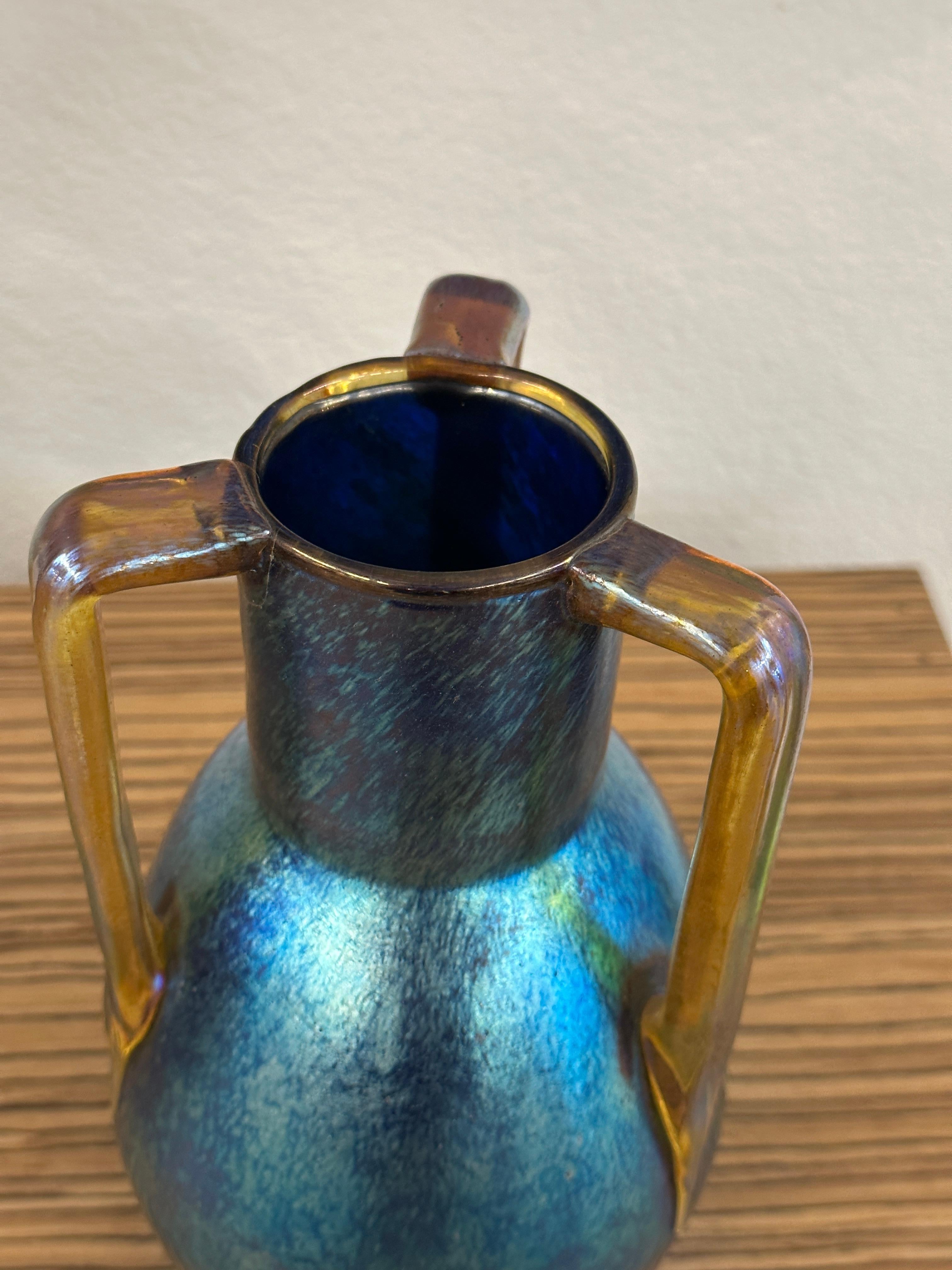 Marie Kirschner for Loetz 3 handled Art Glass Vase 2
