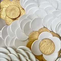 Lapis 117  - white gold 3D abstract floral geometric ceramic wall composition