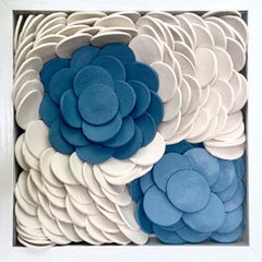 Lapis 152  - white blue 3D abstract floral geometric ceramic wall composition