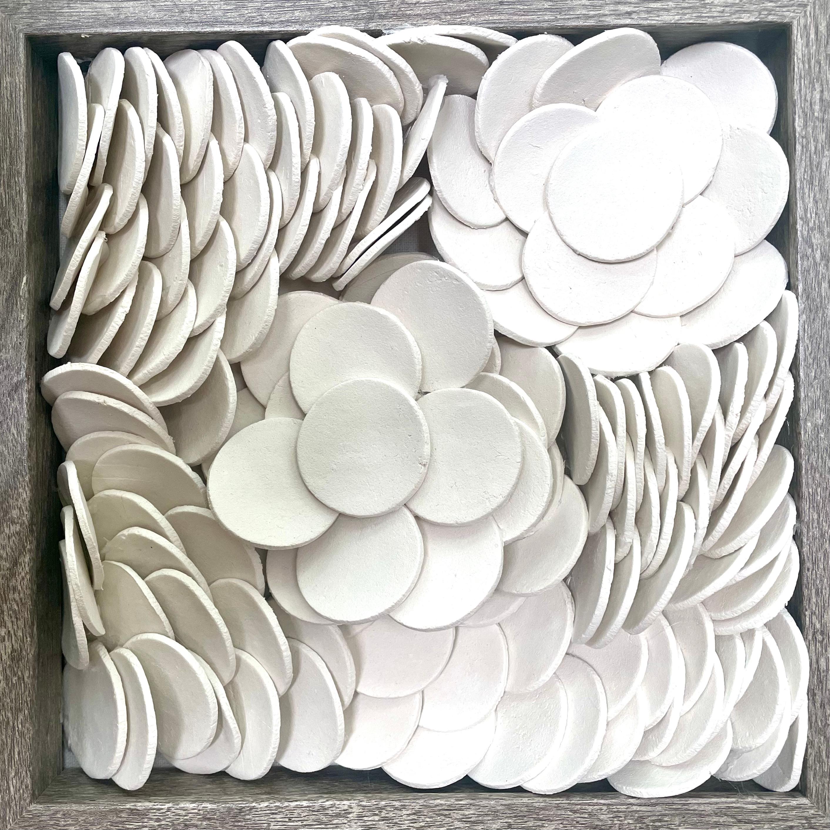 Lapis 167  - white 3D abstract floral geometric ceramic wall composition