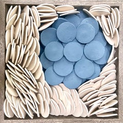 Lapis 177  - white blue 3D abstract floral geometric ceramic wall composition