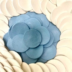 Lapis 281 - white blue 3D abstract floral geometric ceramic wall composition