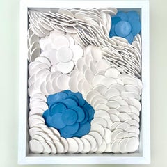 Lapis 281  - white blue 3D abstract floral geometric ceramic wall composition