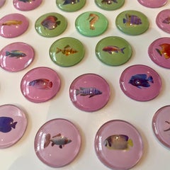 Piscis 4: arte da parete contemporanea in 3D ispirata alla natura con pesci verdi e rosa