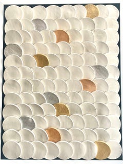 Squamae G1 - gold, silver 3D abstract geometric ceramic wall composition